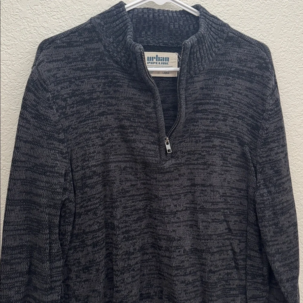Urban Pipeline Men’s Quarter Zip Knit Sweater Dark Gray, Size L